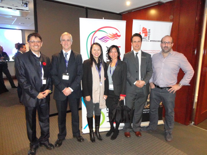 From left to right: Dr. Jose A. Rueda, Geoffrey Bush, Shirley Wong, Mona Ip, Jean-Philippe Mikus, and Jason Della Rocca. (Photo courtesy of HKCBA-Montreal)